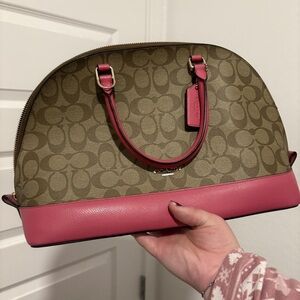 Coach Brown and Pink Signature Satchel